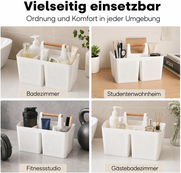 ALINK Portable Dusche Caddy Korb mit Fächern, Kunststoff geteilt Reinigung Caddy Organizer Storage T
