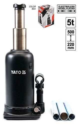 YATO Hydraulischer Wagenheber Stempelwagenheber 5T Flaschenwagenheber hydraulisch 2 Stufig
