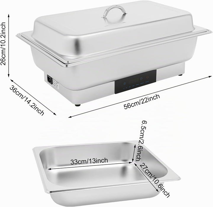Elektrisches Buffetwärmer Speisenwärmer Chafing Dish Buffet Server Edelstahl Speisenwärmer mit Tempe