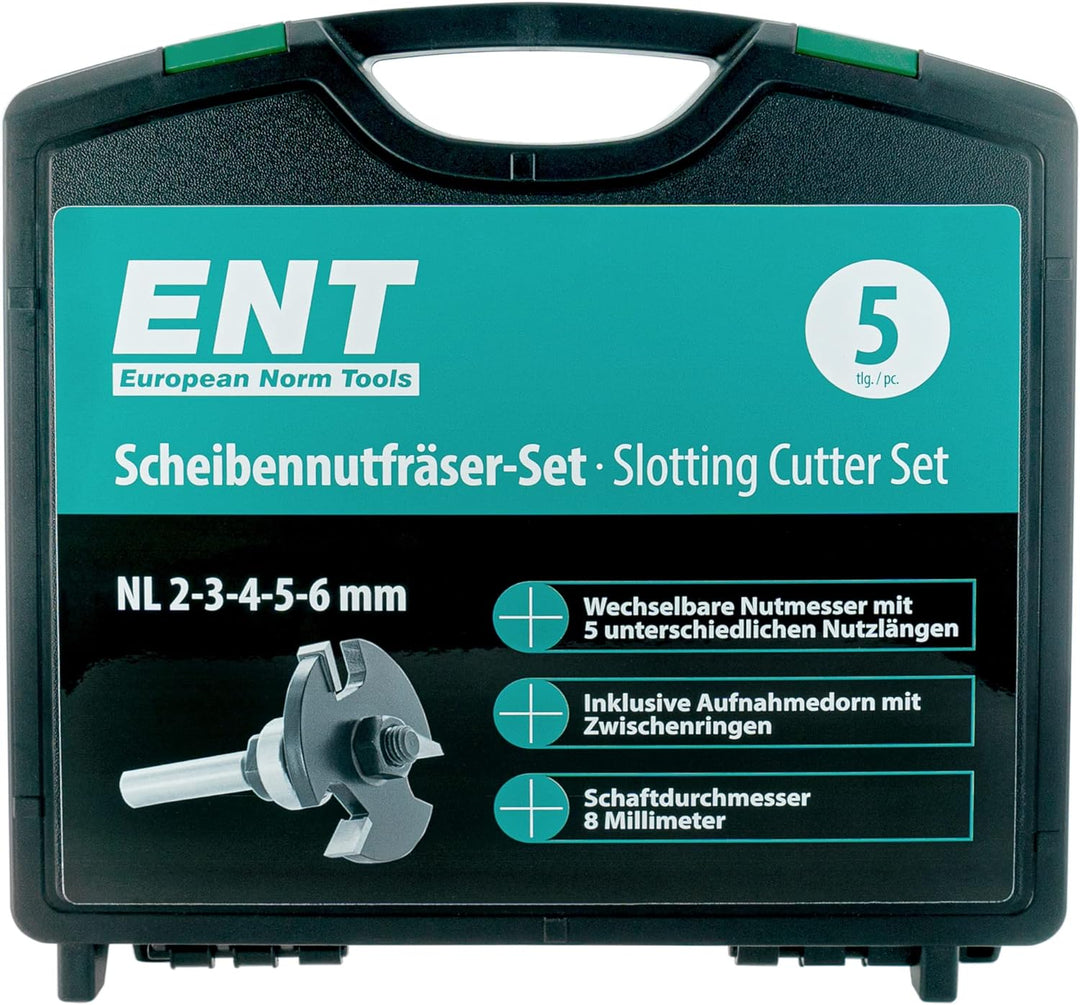 ENT 09070 10-tlg. Scheibennutfräser-Set HW 2-3-4-5-6 mm Ø 47,6 mm Z3 inkl. Kugellager