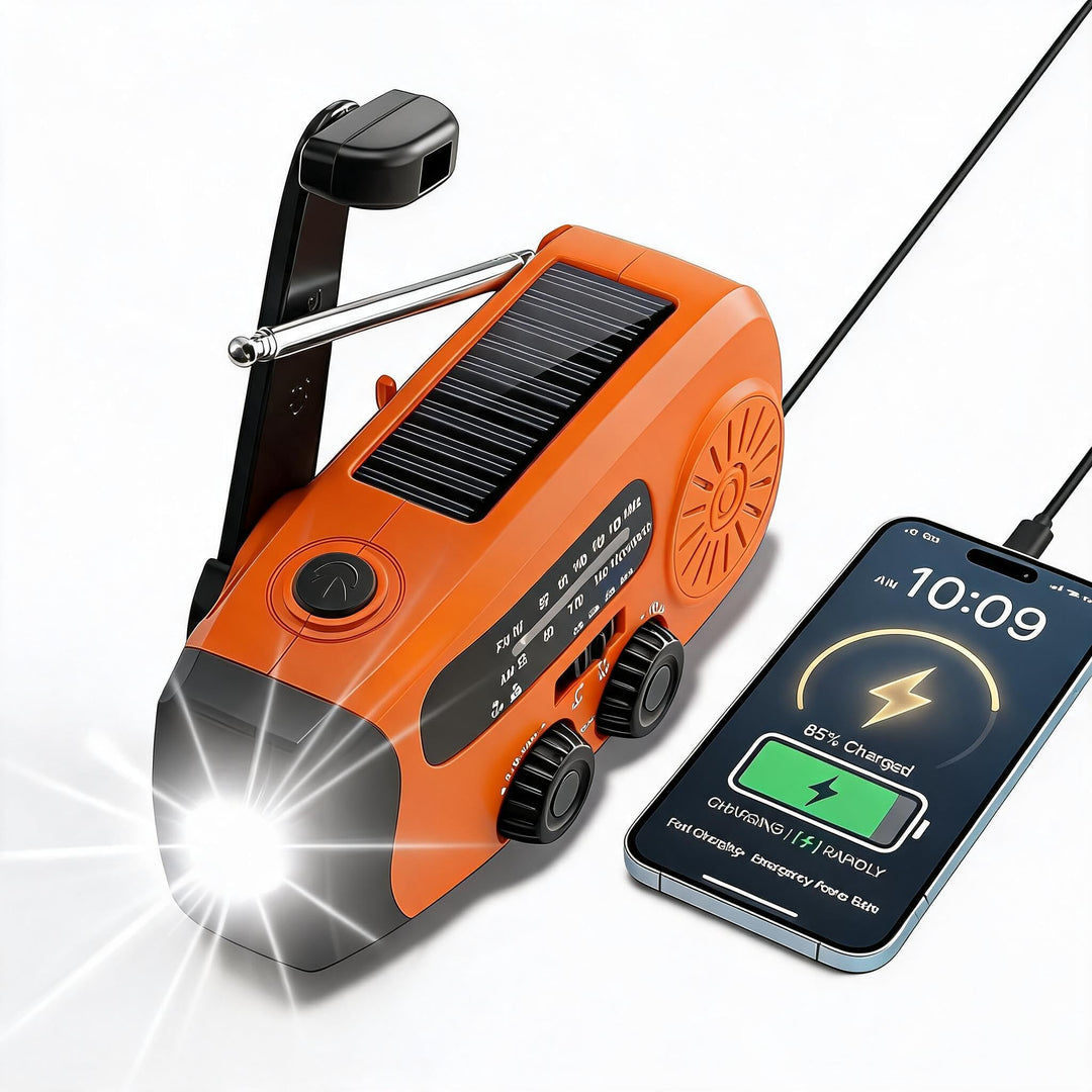 Notfallradio, Kurbelradio mit 2000mAh Power Bank & Solar, AM/FM Radio mit SOS-Alarm Leselicht, Innen