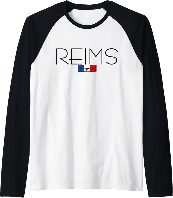 Reims Frankreich Urlaub Sommerparty schwarze Schrift Raglan