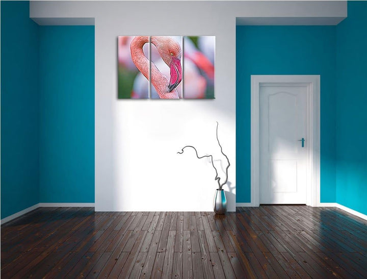 prächtiger Flamingo Spezial 3-Teiler Leinwandbild 120x80 Bild auf Leinwand, XXL riesige Bilder ferti