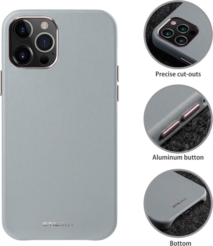 STILGUT Cover kompatibel mit iPhone 12 Pro Max Case aus Leder, Lederhülle, Hülle aus Leder, Ledercas