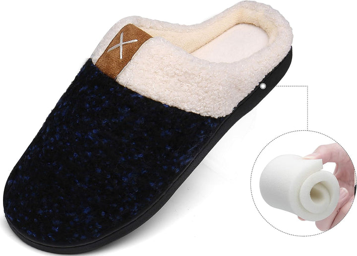 Mishansha Unisex Winter Warm Memory Foam Hausschuhe für Indoor & Outdoor,Gr.36-47 Lapisblau 36/37 EU