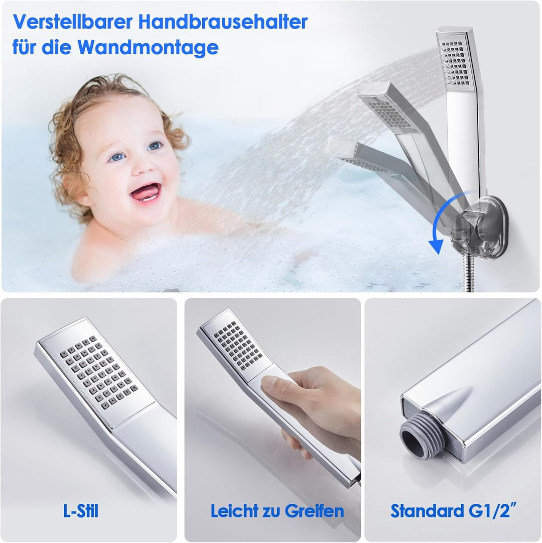 ROVOGO Badewannenarmatur Wasserfall mit Handbrause, Aufputz Einhandmischer Wannenarmatur mit Messing