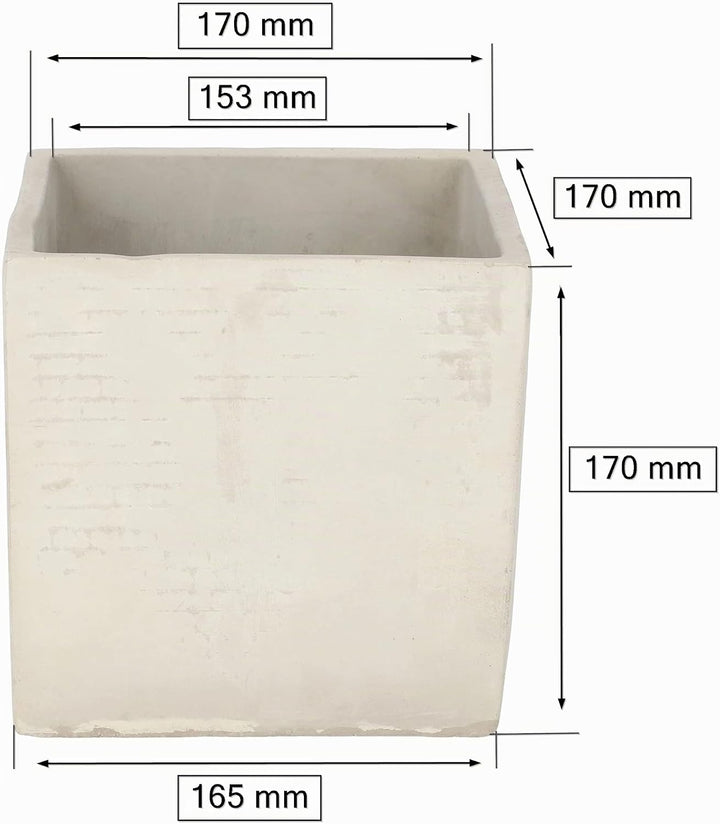 KOTARBAU® Blumentopf Übertopf 17 x 17 cm für Blumen Pflanzen aus Dekorativ-Beton Grau Quadratisch In