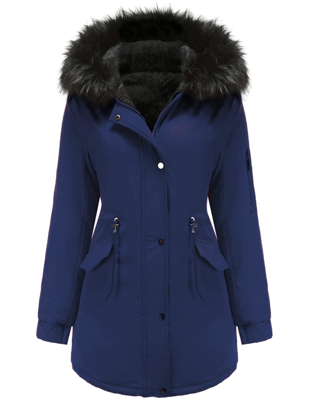 Tuopuda Jacke Damen Wintermantel mit Kapuze Reissverschluss Parka Mantel Langarm Hooded Jacket Schwa