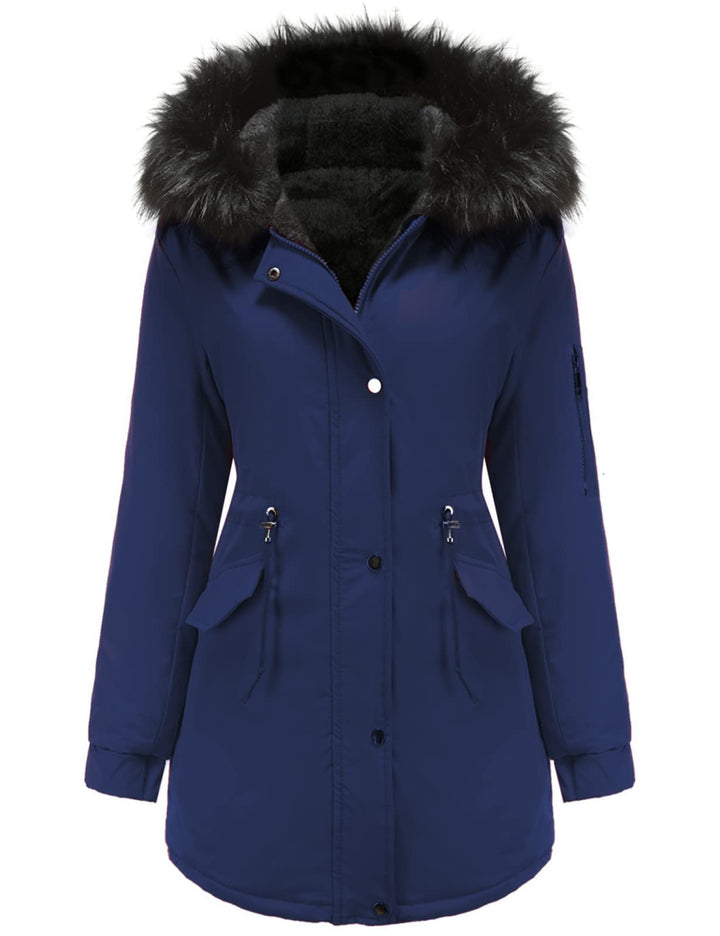 Tuopuda Jacke Damen Wintermantel mit Kapuze Reissverschluss Parka Mantel Langarm Hooded Jacket Schwa