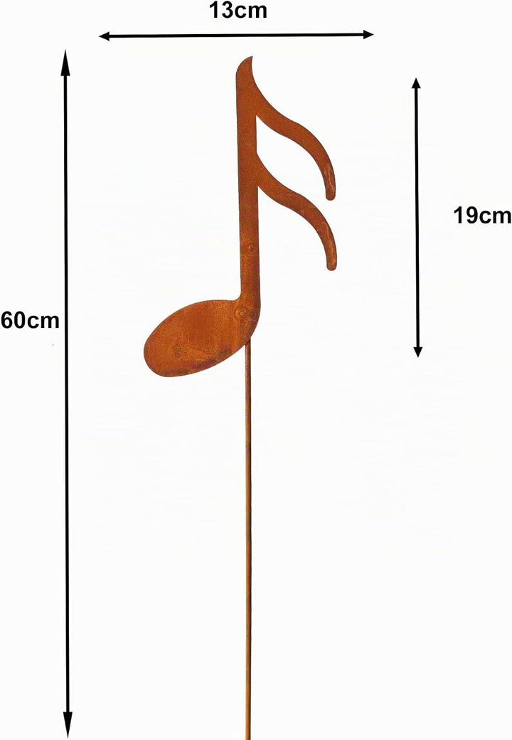 Bornhöft Gartenstecker Noten 3er Set Notenschlüssel Note Beetstecker Topfstecker Metall Rost Gartend