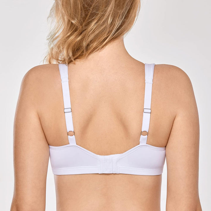 DELIMIRA Damen Minimizer BH mit Bügel Grosse Brüste Starker Halt Seamless Tshirt BHS Soft 70C Weiss,