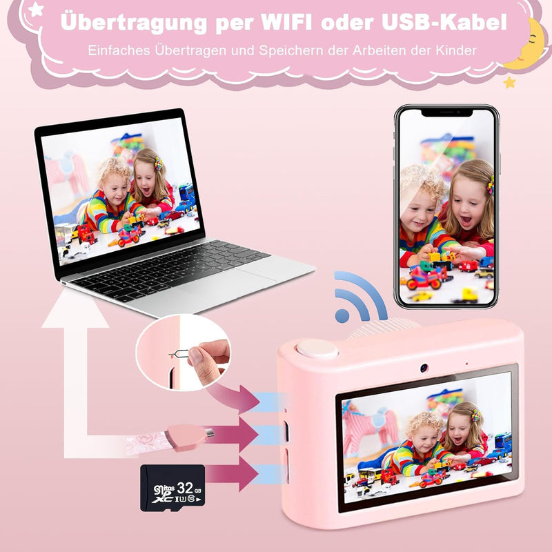 Kinderkamera, 3,0 Zoll Touchscreen Kinder Kamera, 48MP 1080P Digitalkamera Kinder, WiFi & USB fotoap