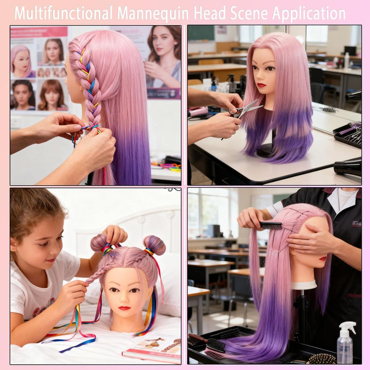 TopDirect 73,7 cm Haarpuppenkopf für Kosmetologie-Training, mit Klemmhalter und Styling-Werkzeugen r