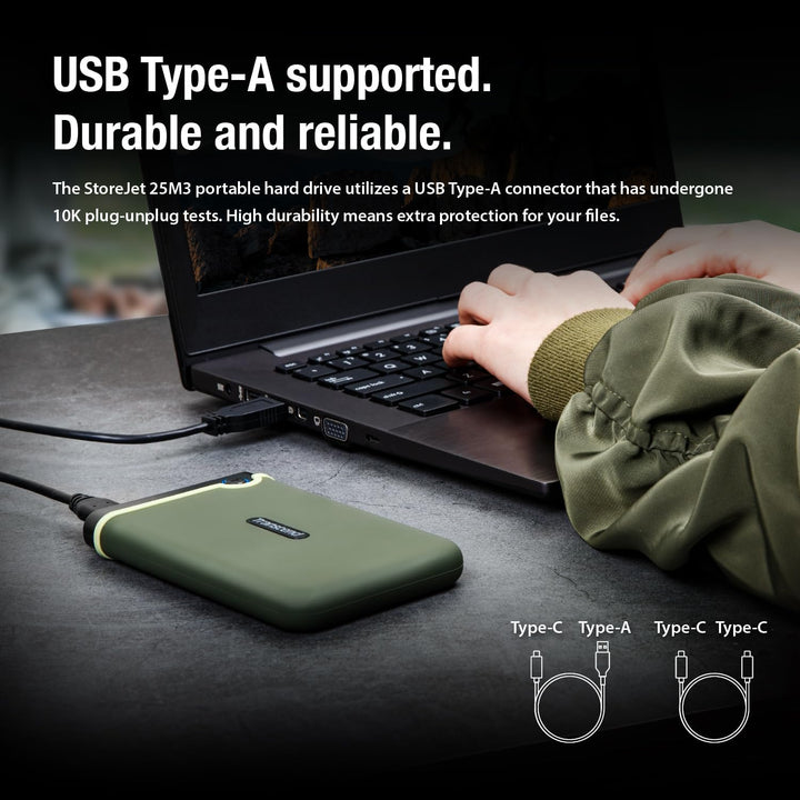 Transcend 2TB USB 3.1 Gen 1 StoreJet 25M3S Rugged External Hard Drive TS2TSJ25M3S grau - grün 2TB Si