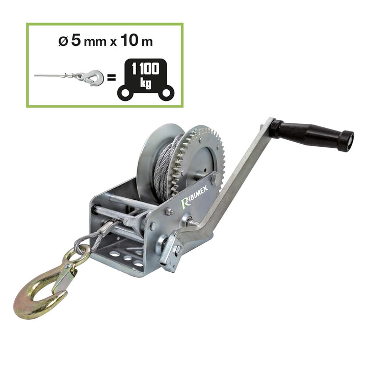 RIBITECH 953 Seilwinde mit Kurbel 1100 kg 1100/2200, 1100/2200