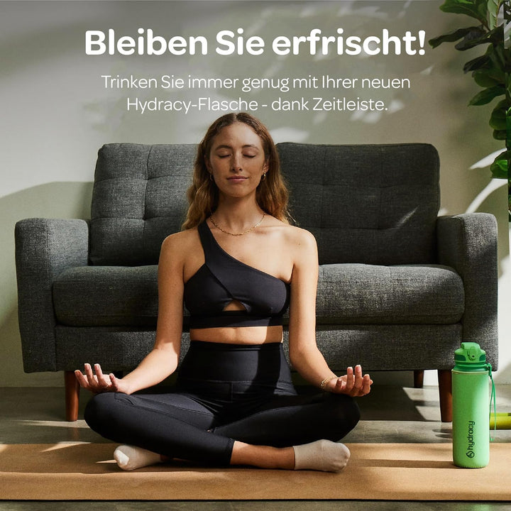 Hydracy Trinkflasche mit Strohhalm und Zeitmarkierung - 1L Wasserflasche - BPA-freie Trinkflasche -