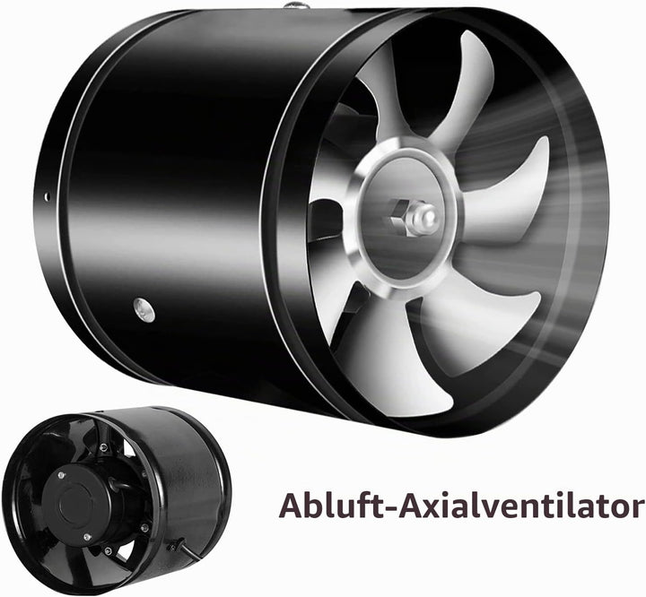 Abluftventilator 200mm Inline Rohrventilator, 1000m³/h Abluft Zuluft Rohrlüfter Industrielüfter Ener