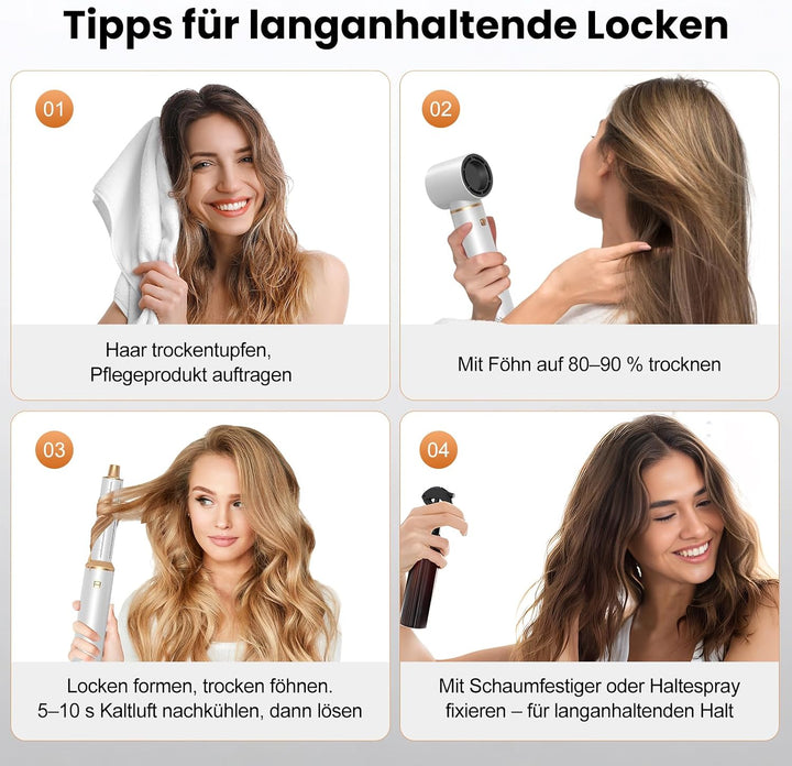 Hair Styler 5-in-1, Airstyler Haarstyler Set mit Rundbürstenföhn, Warmluftbürste, Airflow Lockenstab