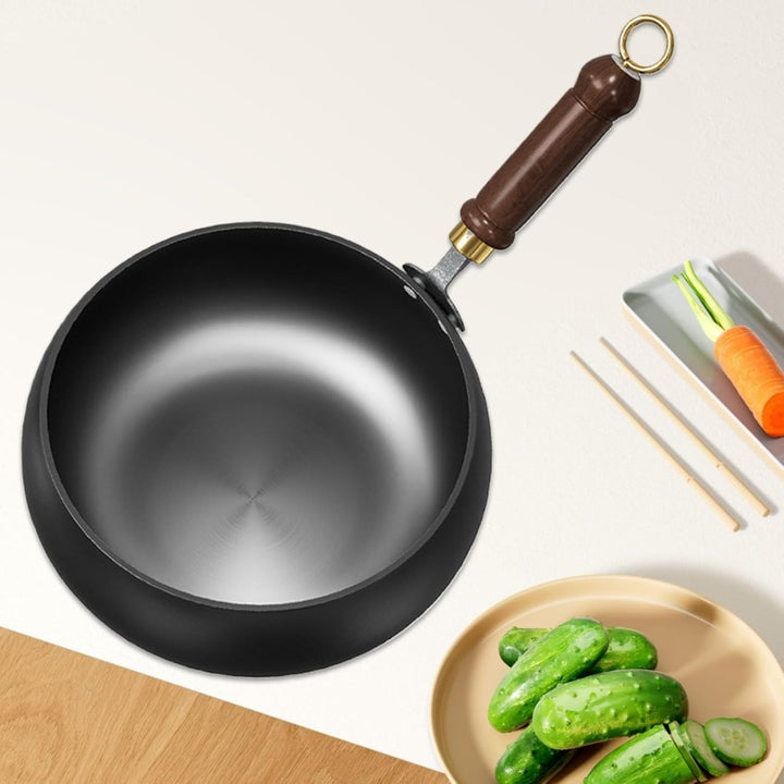 Handmade Chinese Cast Iron Wok, Eisenpfanne, Frying Pan, Hand Forged Pot, Non-Stick Pan With Lid And