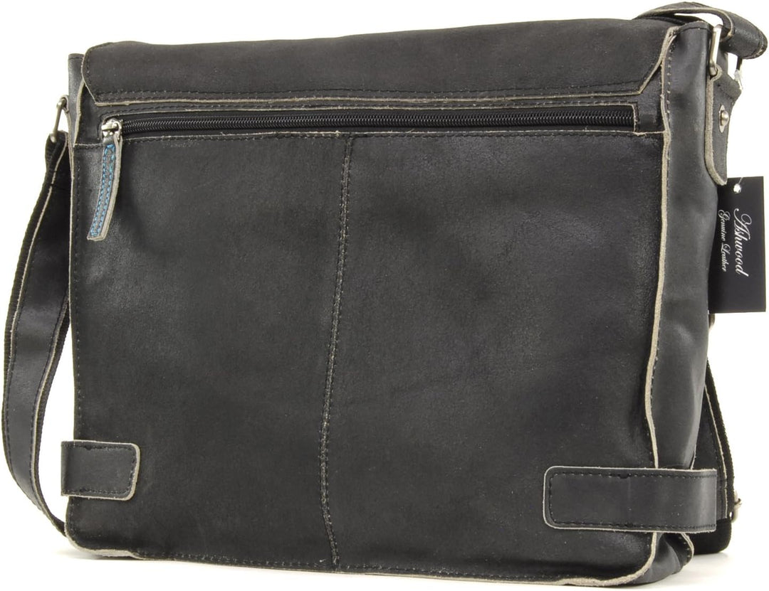 Ashwood -Leder - Umhängetasche/Schultertaschen/Arbeitstasche CAMDEN Schwarz, Schwarz