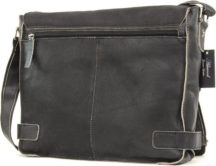 Ashwood -Leder - Umhängetasche/Schultertaschen/Arbeitstasche CAMDEN Schwarz, Schwarz