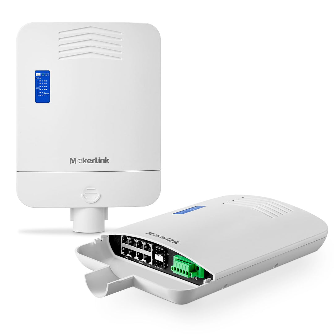 MokerLink Outdoor 10 Port Gigabit PoE Switch, 8 Gigabit PoE, 2 Gigabit SFP, 96W IEEE802.3af/at, IP65
