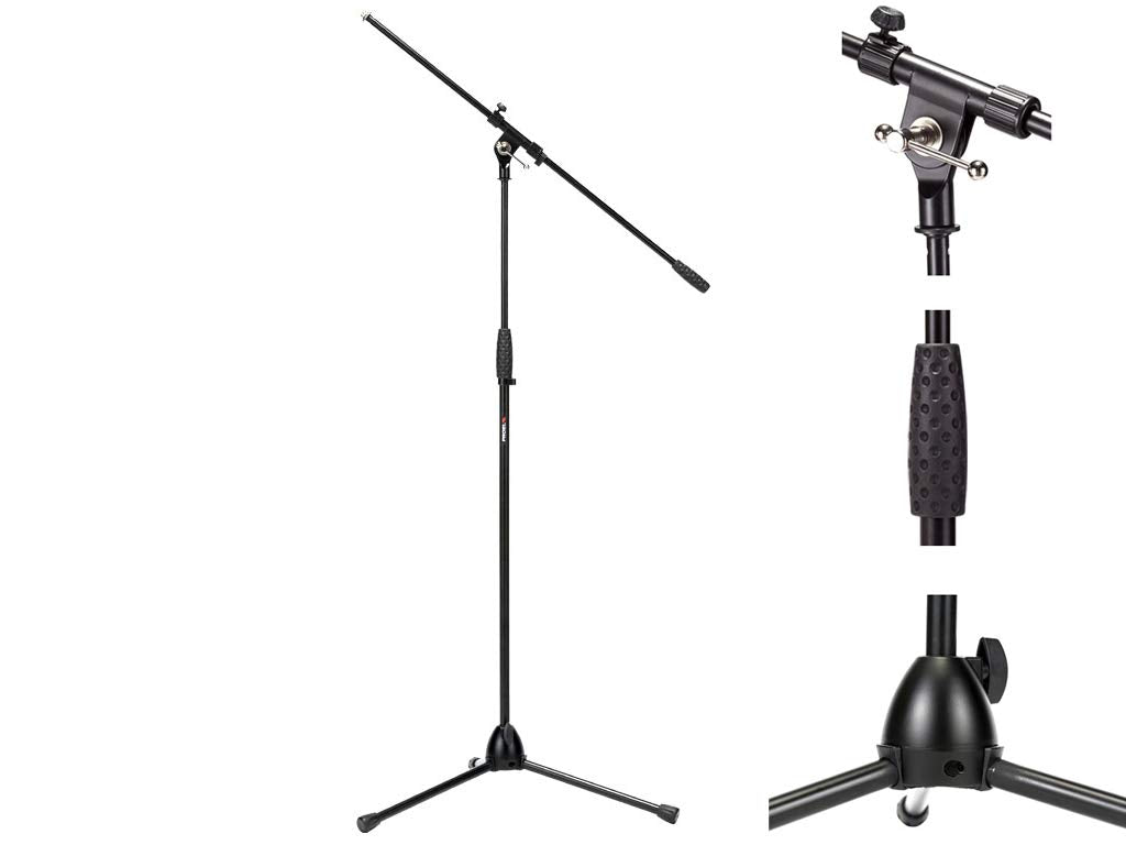 Proel RSM195BK Professionelles Mikrofonstativ mit Galgen (Stativhöhe: 97,5-158cm, Boom-Länge: 82cm)
