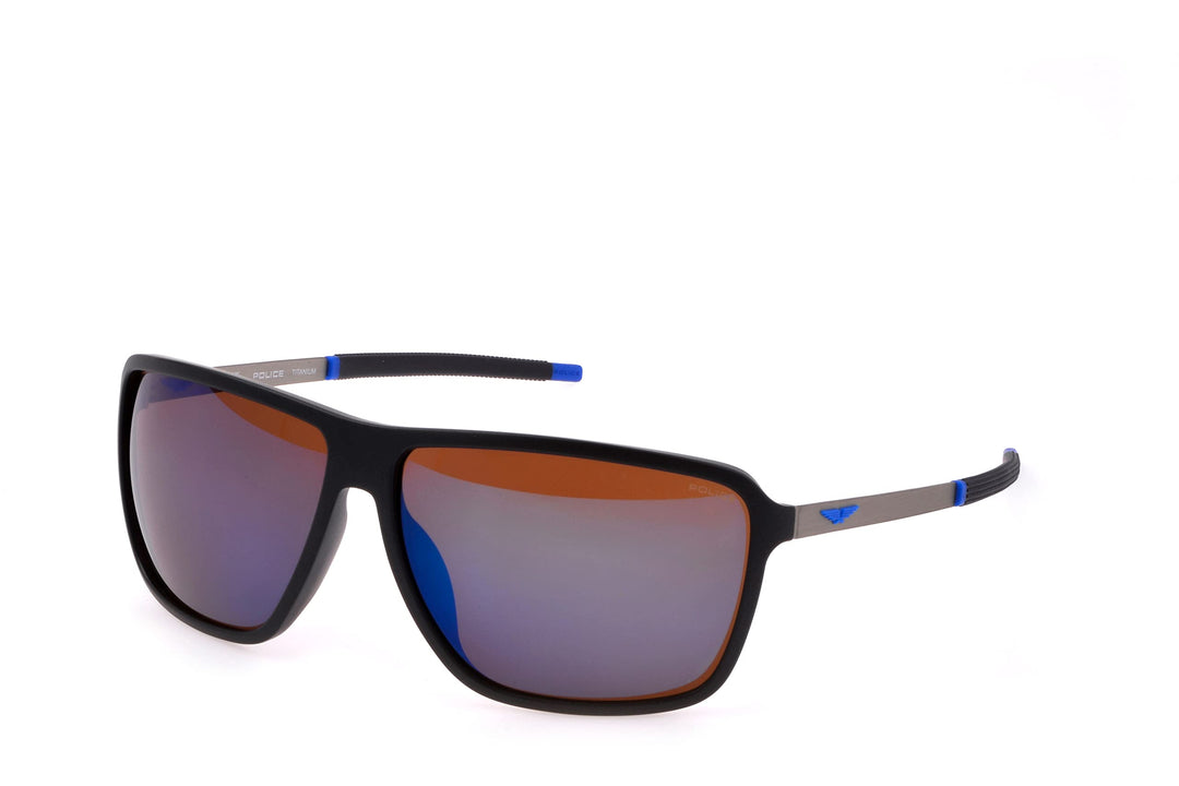 Police Herren Sonnenwende 4 Sonnenbrille, Semi Matt Ruthenium Blue, 65