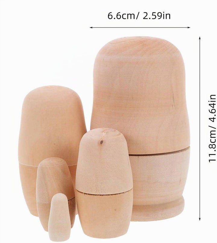 ibasenice 4er Set Unbemalte Russische Matroschka Puppen, DIY Holznistpuppen zum Bemalen, 5-stufige B