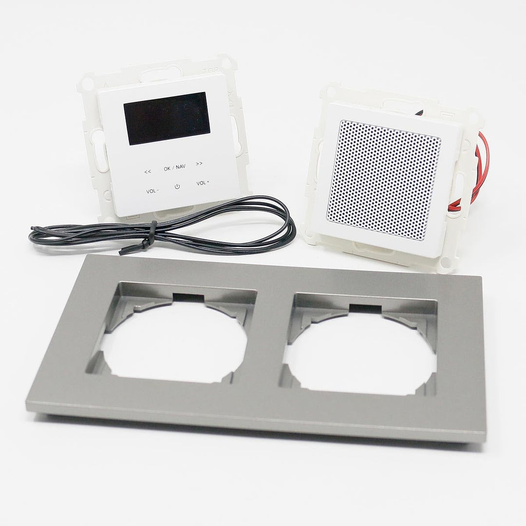 LOGIQ Unterputz Radio mit 2W RMS Lautsprecher, DAB+, UKW und Bluetooth, OLED-Display, Weck- und Slee