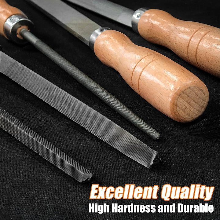 ACCOCO Hartstahl Feilen Set mit Holzgriffen Raspel Feile für Metall, Holz, Kunststoff, 5 Stück