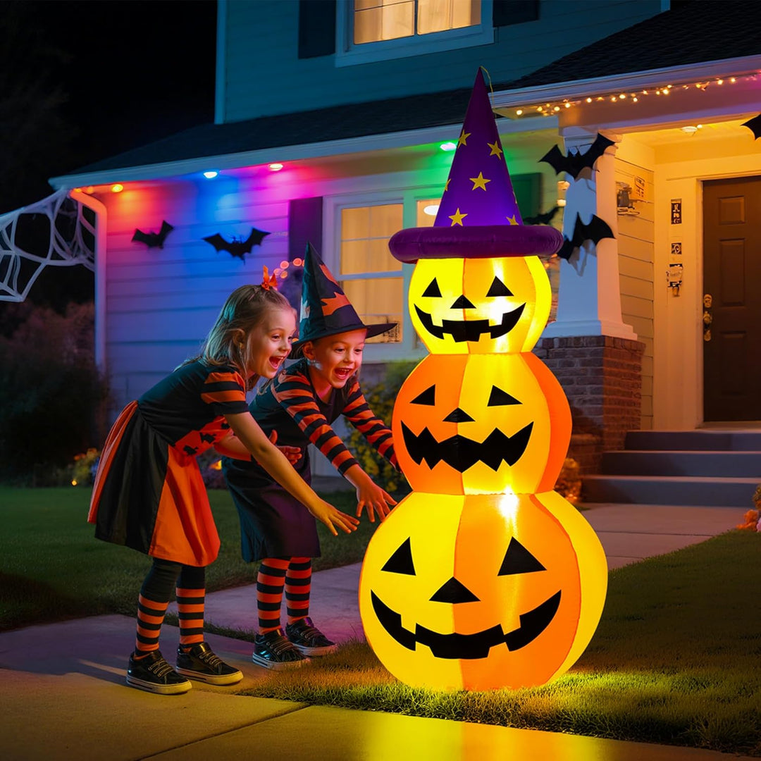 Solpex Halloween Dekoration Aufblasbare Kürbisdekoration, 150m/5FT, gestapelte Kürbisse mit LED-Bele