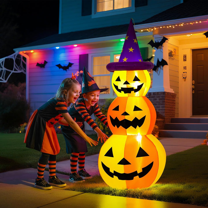 Solpex Halloween Dekoration Aufblasbare Kürbisdekoration, 150m/5FT, gestapelte Kürbisse mit LED-Bele