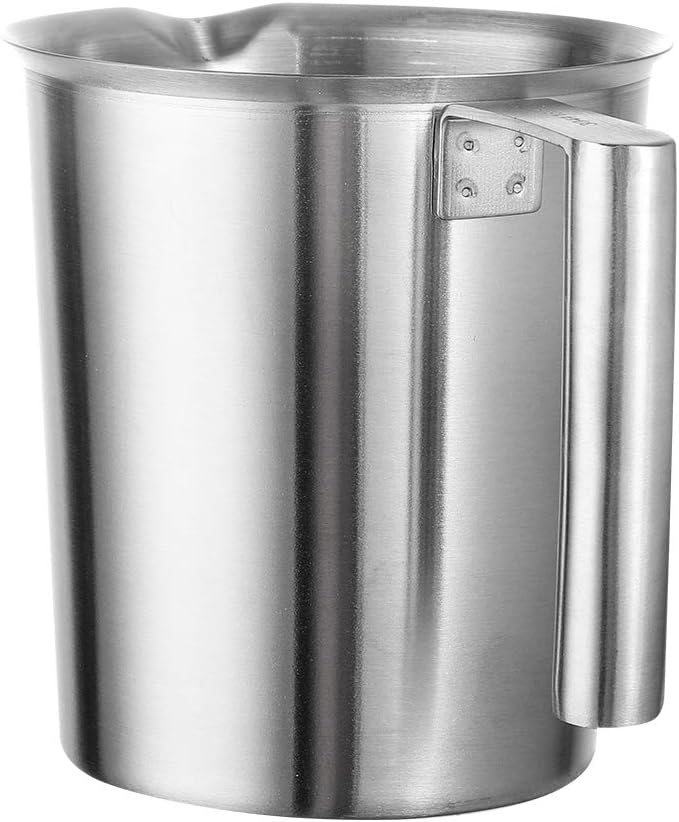 Messbecher Edelstahl 1L Milchkännchen aus Edelstahl Messkanne mit Masseinheiten & Griff Metallkännch