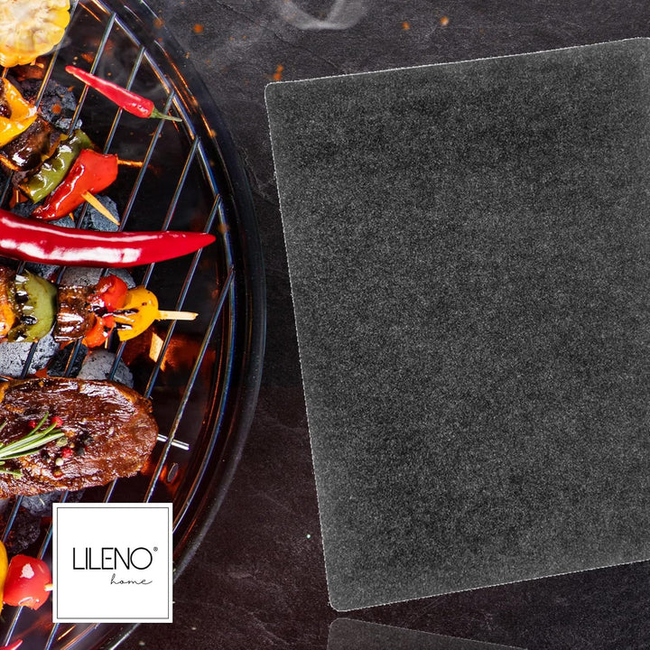 LILENO HOME Grill u. BBQ Matte 100 x 120 cm (Anthrazit) - als perfekte bodenschutz Unterlage für Gas