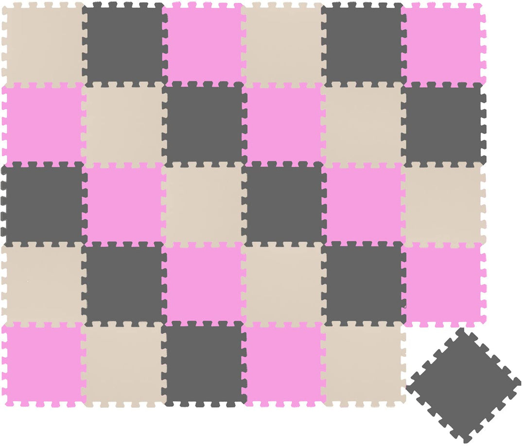 LittleTom 27 Teile Spielmatte Baby Puzzlematte ab Null - 30x30 cm Krabbelmatte Bodenmatte Kinder - P