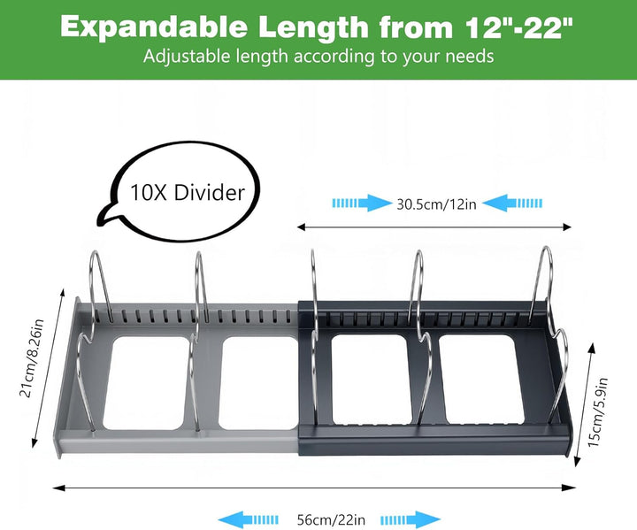 Topfdeckelhalter,Deckelhalter Küche,Erweiterbar Topfdeckel Organizer mit 10 Verstellbaren Fächern,Pf