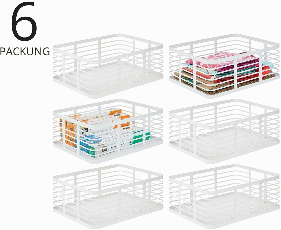 mDesign 6er-Set Allzweckkorb aus Metalldraht – praktischer Aufbewahrungskorb für Küche und Haushalt
