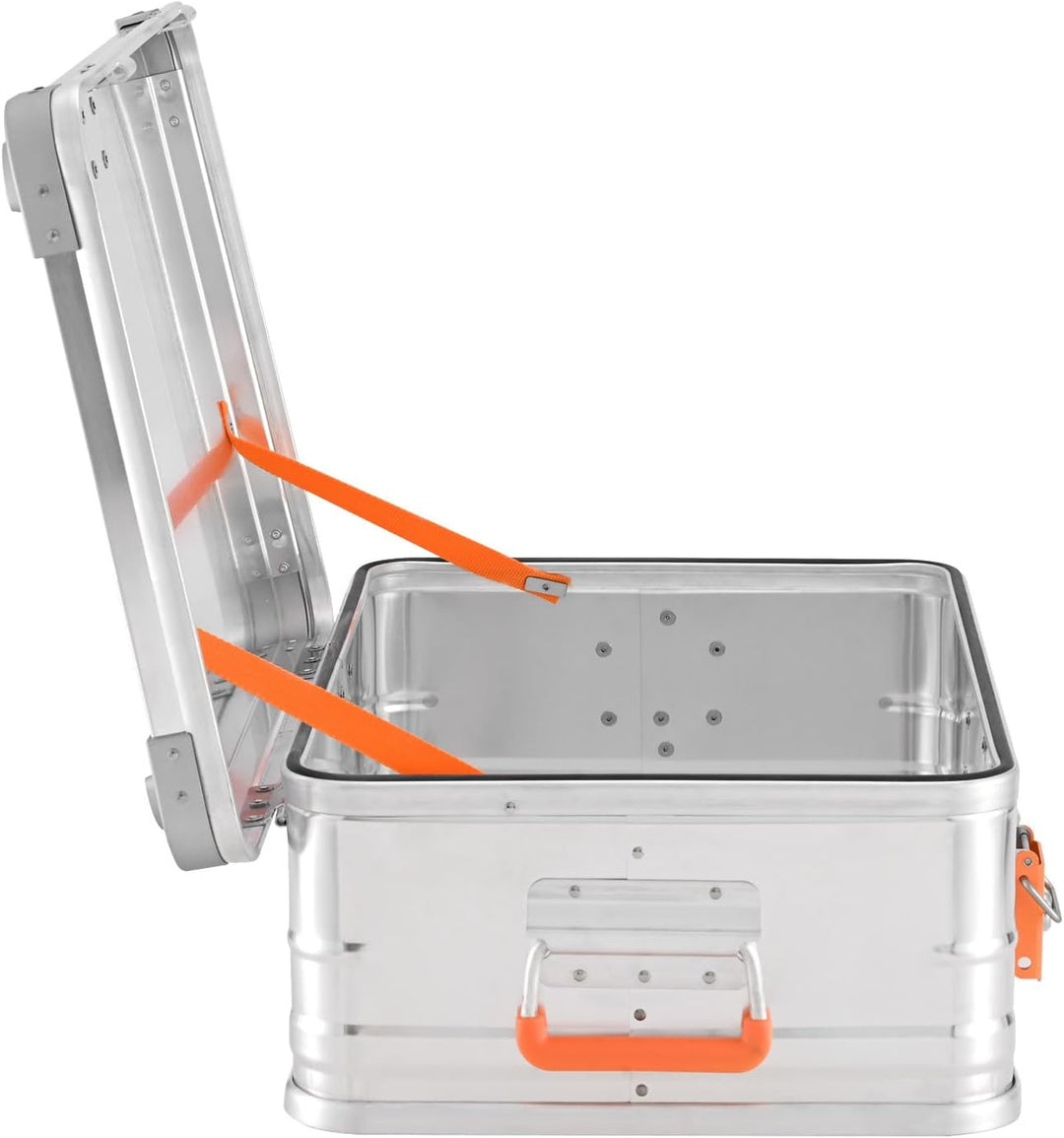 ALUBOX Alukiste abschliessbar E39 - Premium Aluminium Lagerbox 39 Liter - Deckel mit Aluminium Druck