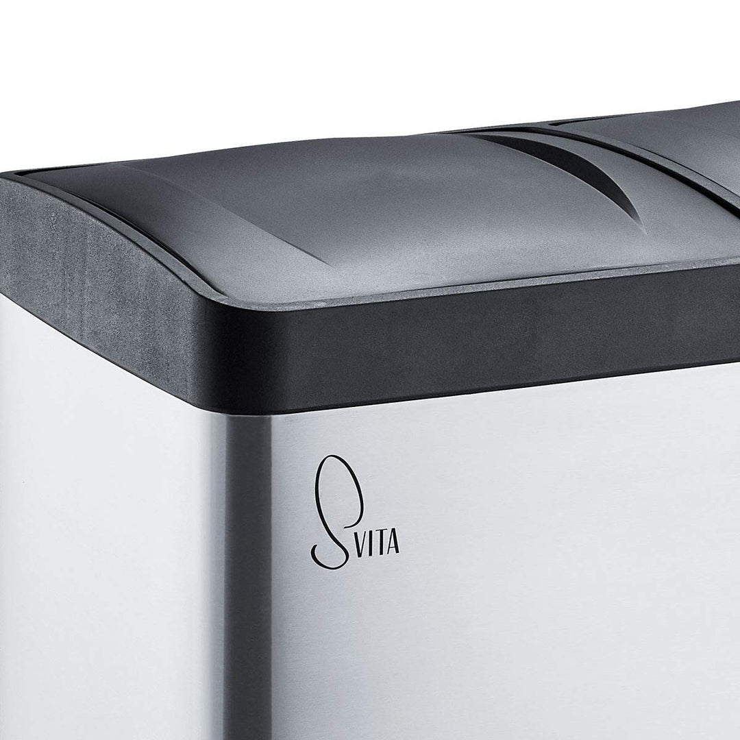 SVITA T2X24 Edelstahl Mülleimer 48 Liter Silber 2 x 24L Treteimer Abfalleimer Mülltrennung mit