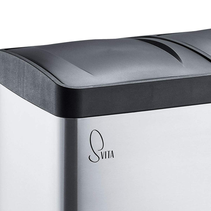 SVITA T2X24 Edelstahl Mülleimer 48 Liter Silber 2 x 24L Treteimer Abfalleimer Mülltrennung mit
