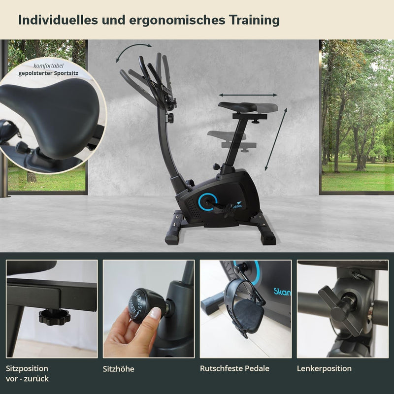 Skandika Heimtrainer Fahrrad Bragi | Hometrainer für Zuhause, 7 kg Schwungmasse, Magnetbremssystem,