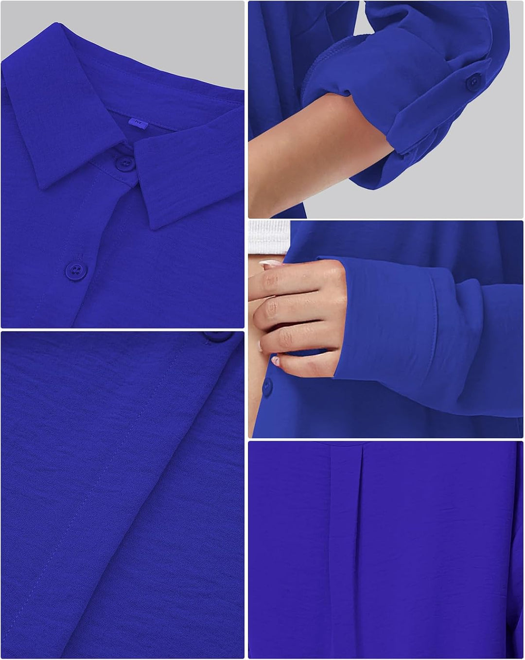 Damen Bluse V-Ausschnitt Hemdbluse Langarm Lässiges Hemd zum Knöpfen Langarmshirt Casual Oberteile A