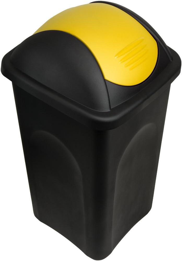 Stefanplast® Mülleimer mit Schwingdeckel, 60 Liter Schwarz/Gelb, Schwarz/Gelb