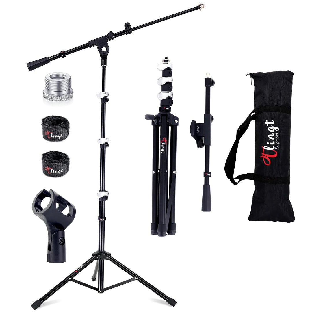 Mikrofonständer, Mikrofonstativ Tragbarer Mic Stand Mit Galgen, Easygo Mikrofonstativ mit Teleskopar