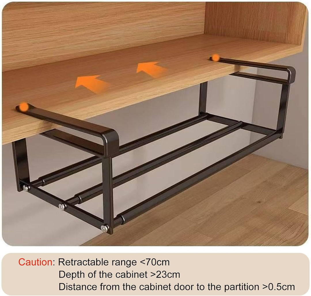 Hängendes Schuhregal Organizer im Schrank, Erweiterbarer 40-70cm Regal Organizer unter den Schrank –