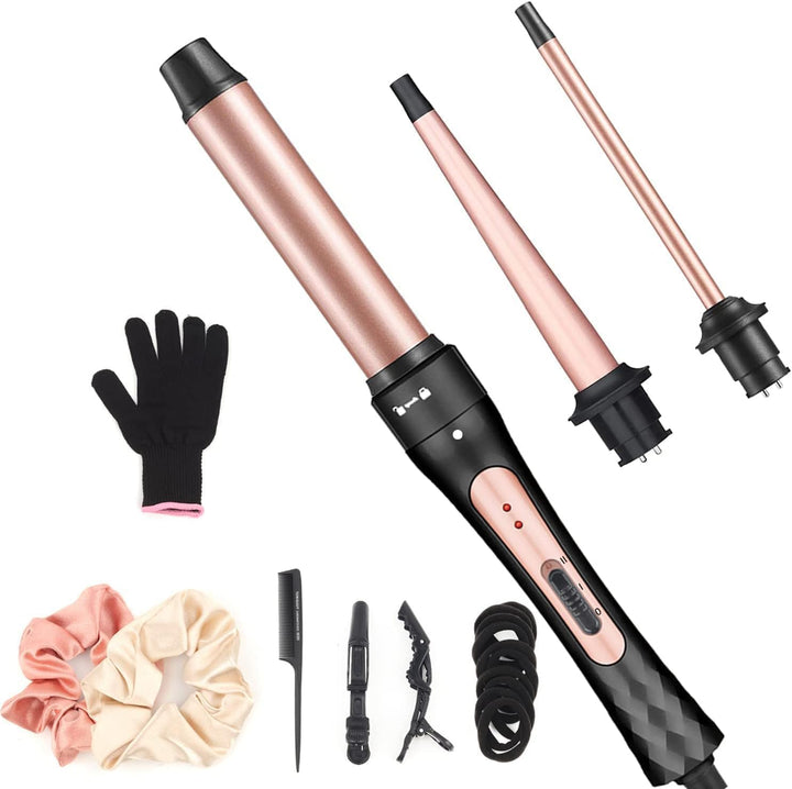 JAETON Lockenstab 3 in 1 Lockenwickler Set Welleneisen Multifunktions Austauschbare Keramikbeschicht