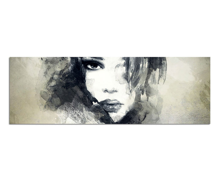 Paul Sinus Art Panoramabild auf Leinwand und Keilrahmen 150x50cm Handmalerei Kunst Frau Mädchen Gesi
