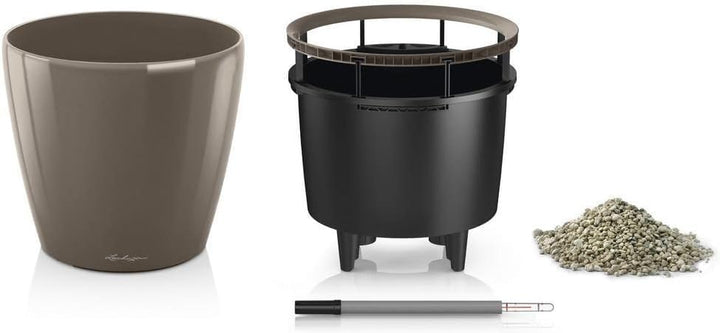 LECHUZA CLASSICO Premium LS 28 taupe hochglanz 16045 28.5x28.5x26 cm Taupe Hochglanz Einzel, 28.5x28