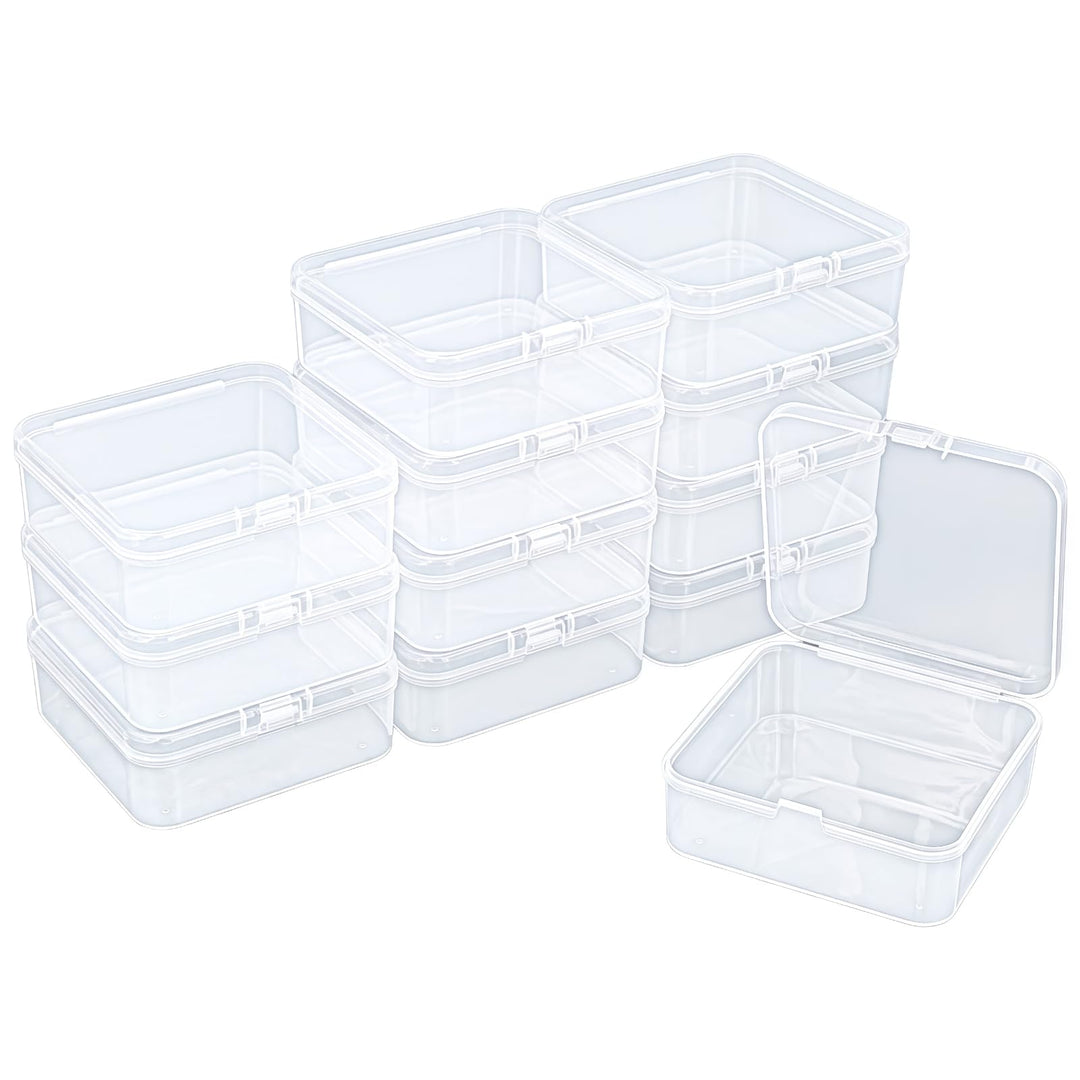 Goodma 12 Stück Square Leere Mini-Aufbewahrungsbox für durchsichtige Kunststoff-Organizer-Aufbewahru